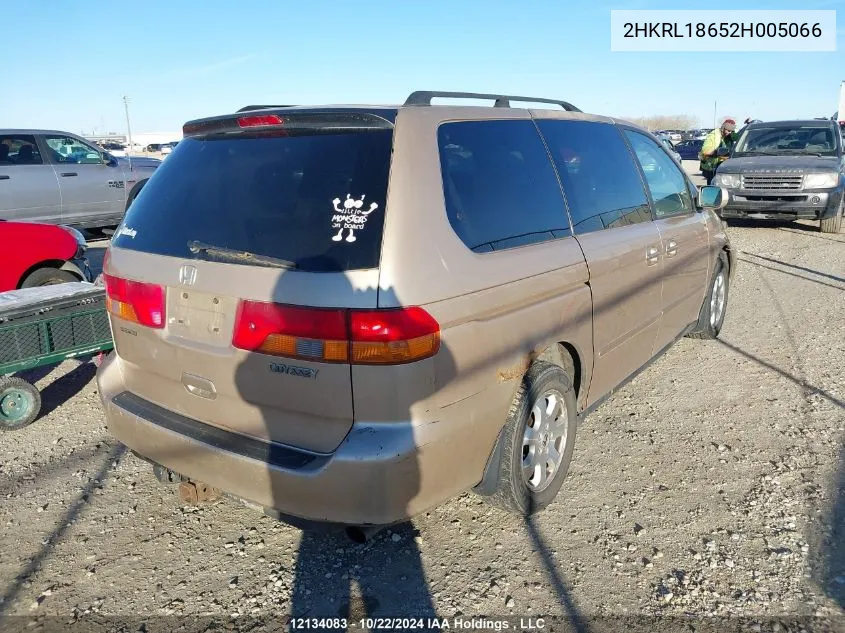 2002 Honda Odyssey VIN: 2HKRL18652H005066 Lot: 12134083