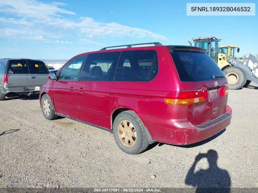 2002 Honda Odyssey Ex-L VIN: 5FNRL18932B046532 Lot: 39717891