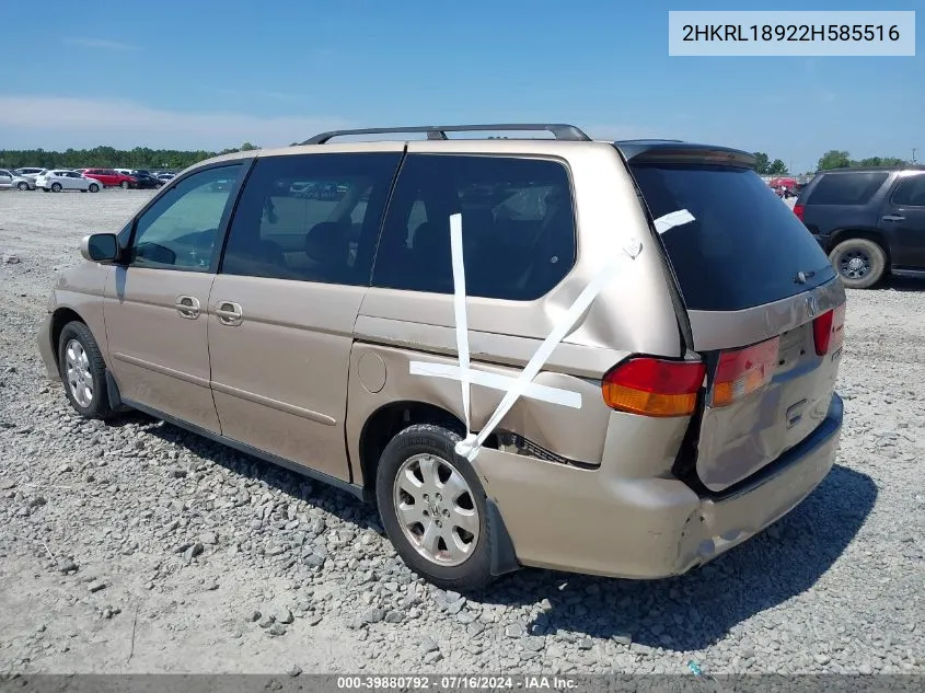 2002 Honda Odyssey Ex-L VIN: 2HKRL18922H585516 Lot: 39880792