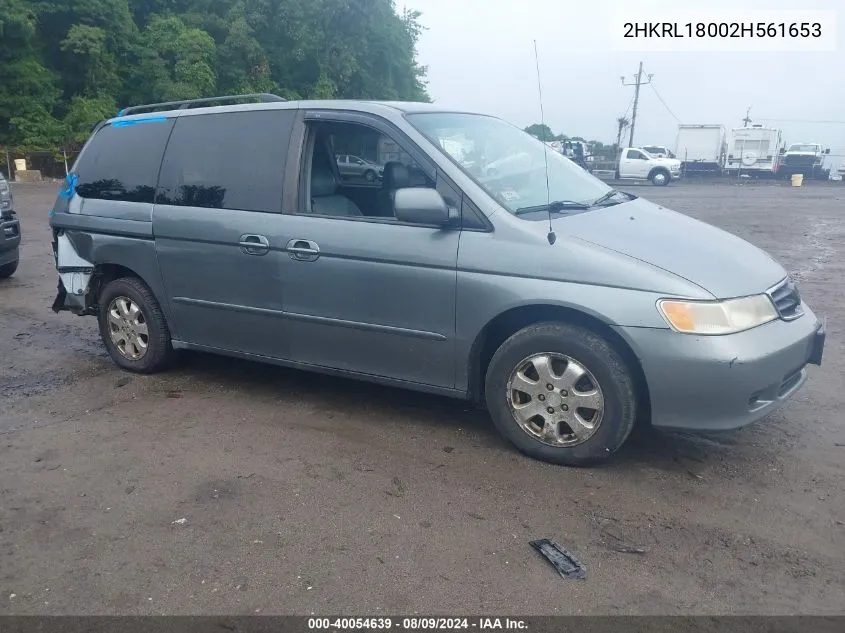 2002 Honda Odyssey Ex-L VIN: 2HKRL18002H561653 Lot: 40054639