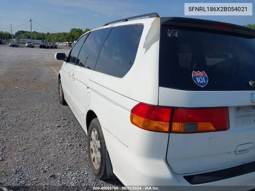 2002 Honda Odyssey Ex VIN: 5FNRL186X2B054021 Lot: 40055769