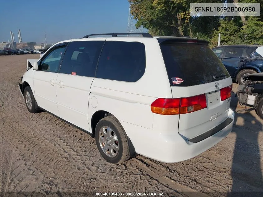 2002 Honda Odyssey Ex VIN: 5FNRL18692B006980 Lot: 40195433