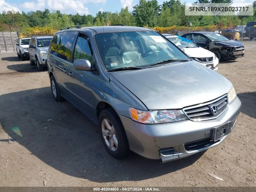 2002 Honda Odyssey Ex-L VIN: 5FNRL189X2B023717 Lot: 40204603