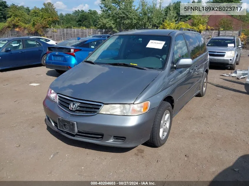 2002 Honda Odyssey Ex-L VIN: 5FNRL189X2B023717 Lot: 40204603