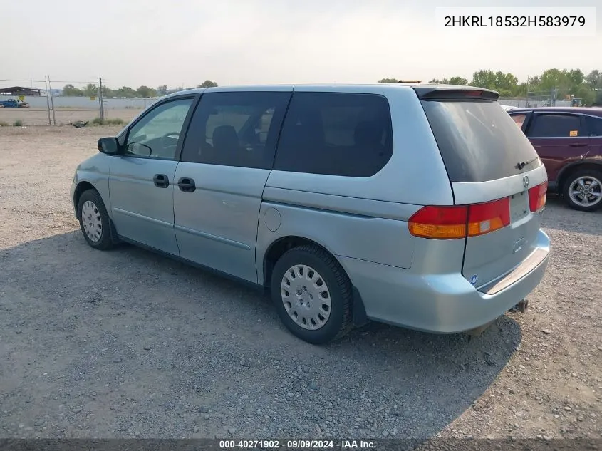 2002 Honda Odyssey Lx VIN: 2HKRL18532H583979 Lot: 40271902