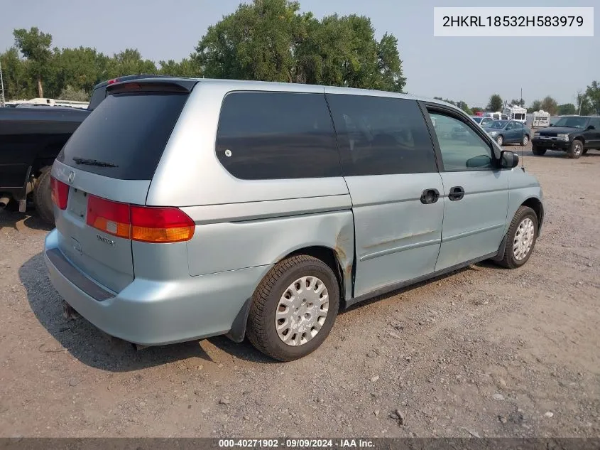 2002 Honda Odyssey Lx VIN: 2HKRL18532H583979 Lot: 40271902