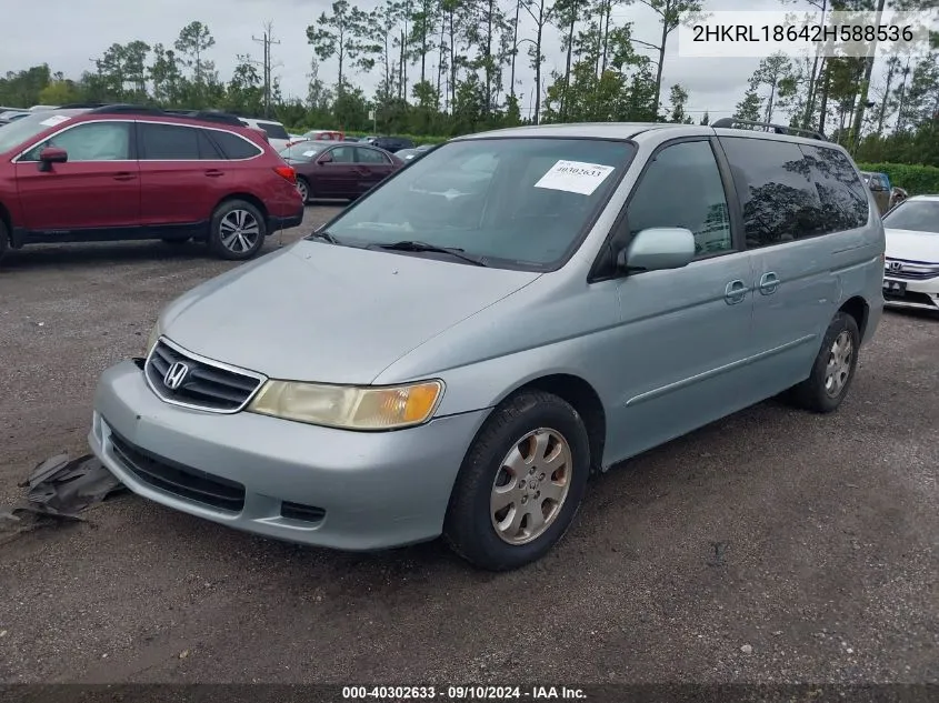 2002 Honda Odyssey Ex VIN: 2HKRL18642H588536 Lot: 40302633