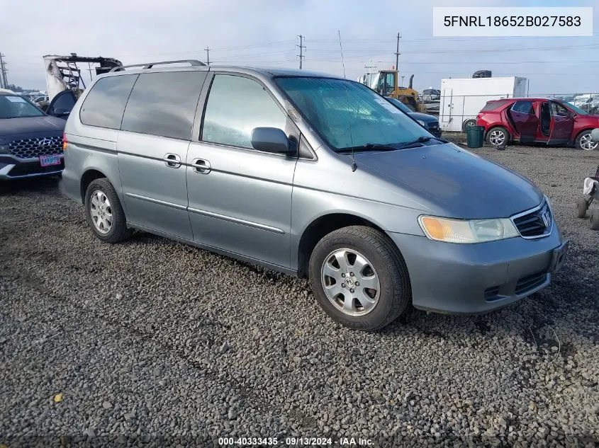 2002 Honda Odyssey Ex VIN: 5FNRL18652B027583 Lot: 40333435