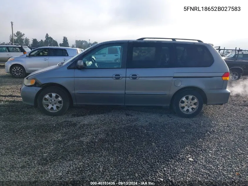 2002 Honda Odyssey Ex VIN: 5FNRL18652B027583 Lot: 40333435