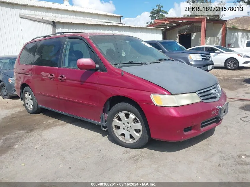 2002 Honda Odyssey Ex-L VIN: 2HKRL18972H578013 Lot: 40360261