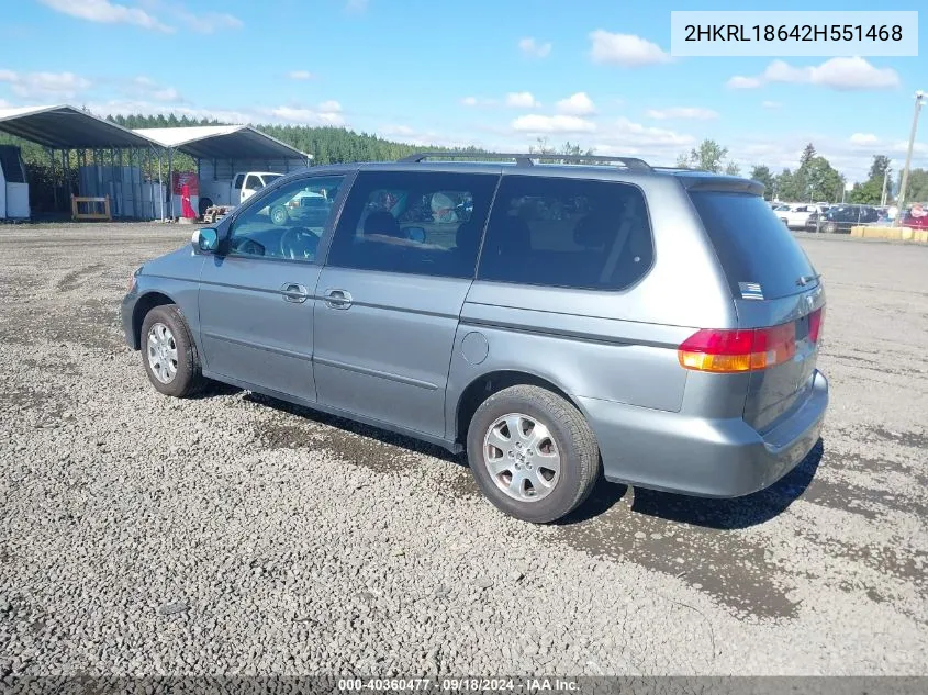 2002 Honda Odyssey Ex VIN: 2HKRL18642H551468 Lot: 40360477