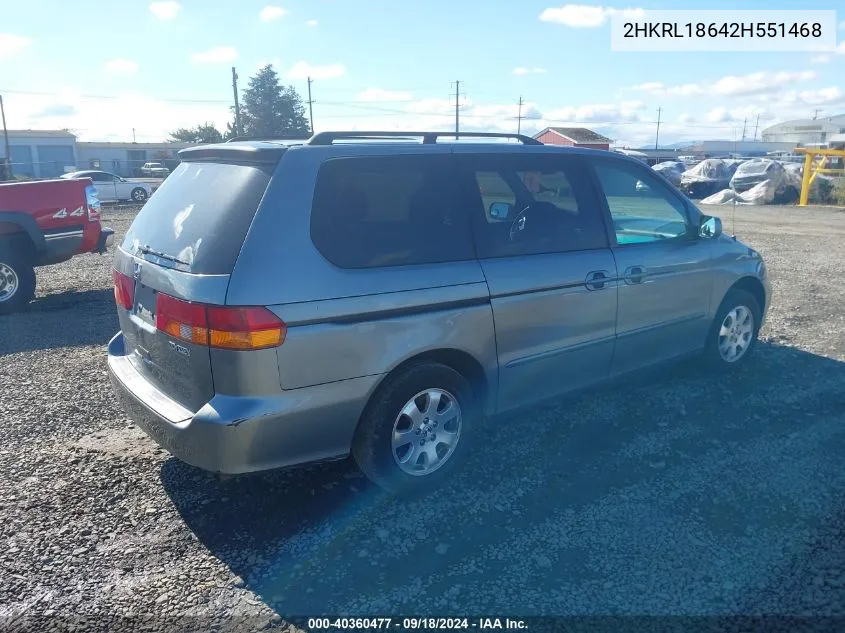 2002 Honda Odyssey Ex VIN: 2HKRL18642H551468 Lot: 40360477