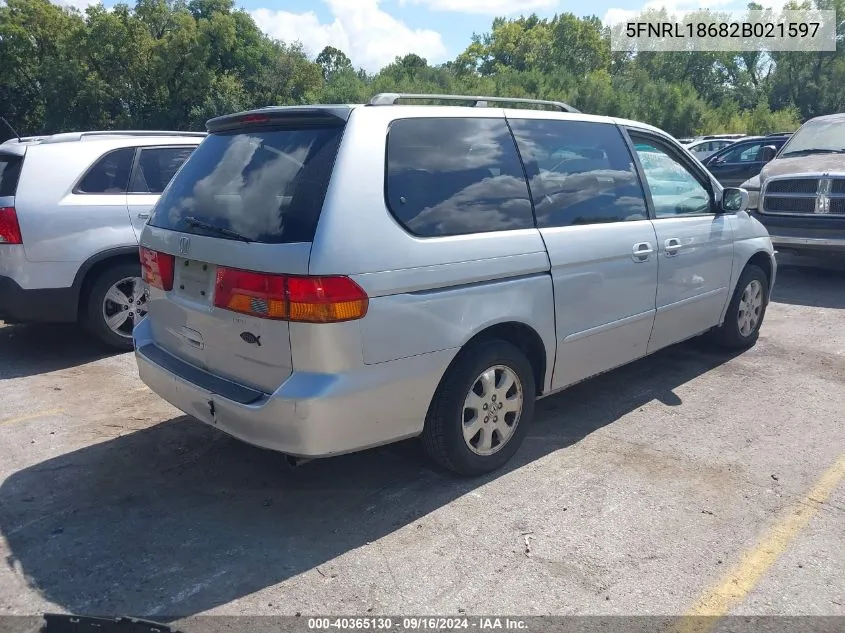 2002 Honda Odyssey Ex VIN: 5FNRL18682B021597 Lot: 40365130