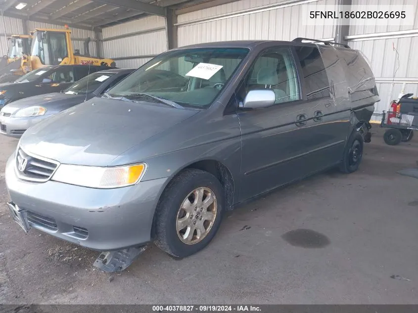 2002 Honda Odyssey Ex VIN: 5FNRL18602B026695 Lot: 40378827