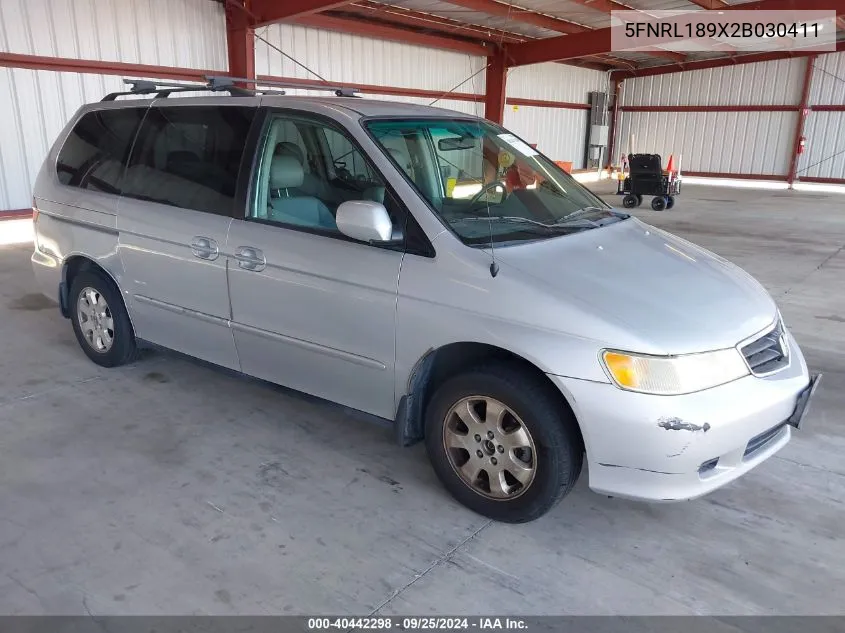 2002 Honda Odyssey Ex-L VIN: 5FNRL189X2B030411 Lot: 40442298