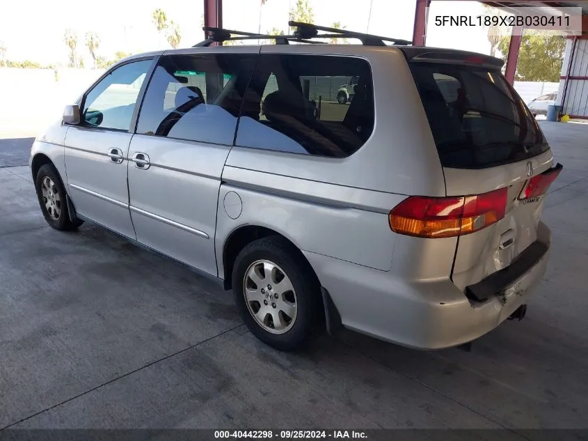 2002 Honda Odyssey Ex-L VIN: 5FNRL189X2B030411 Lot: 40442298