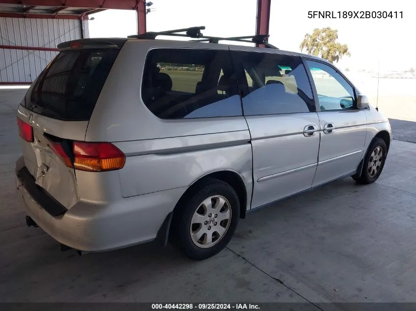 2002 Honda Odyssey Ex-L VIN: 5FNRL189X2B030411 Lot: 40442298