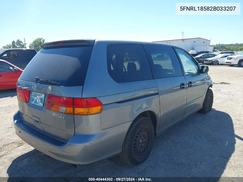 2002 Honda Odyssey Lx VIN: 5FNRL18582B033207 Lot: 40444302