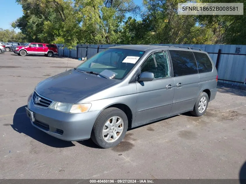 2002 Honda Odyssey Ex VIN: 5FNRL18652B008581 Lot: 40450196