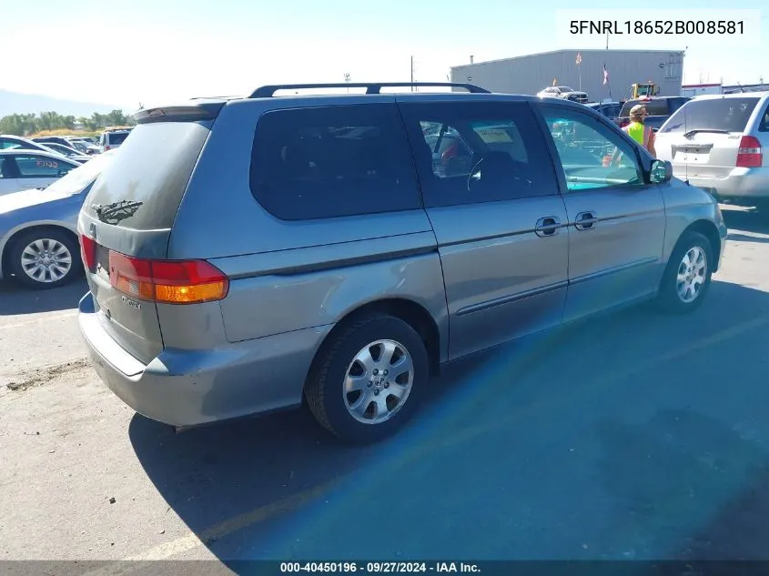 2002 Honda Odyssey Ex VIN: 5FNRL18652B008581 Lot: 40450196