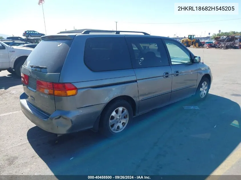 2002 Honda Odyssey Ex VIN: 2HKRL18682H545205 Lot: 40458500