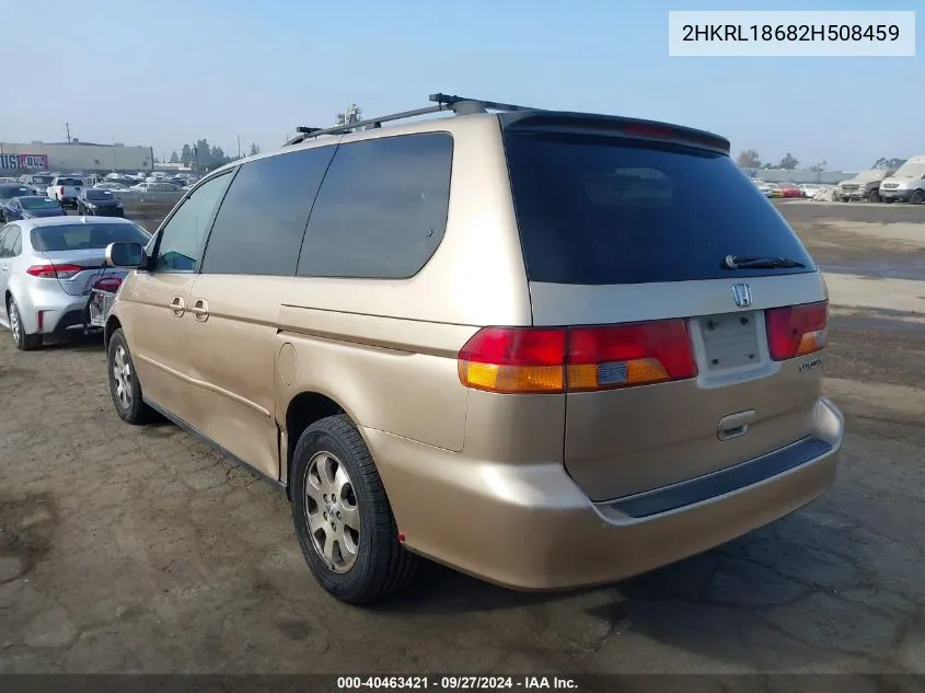 2002 Honda Odyssey Ex VIN: 2HKRL18682H508459 Lot: 40463421