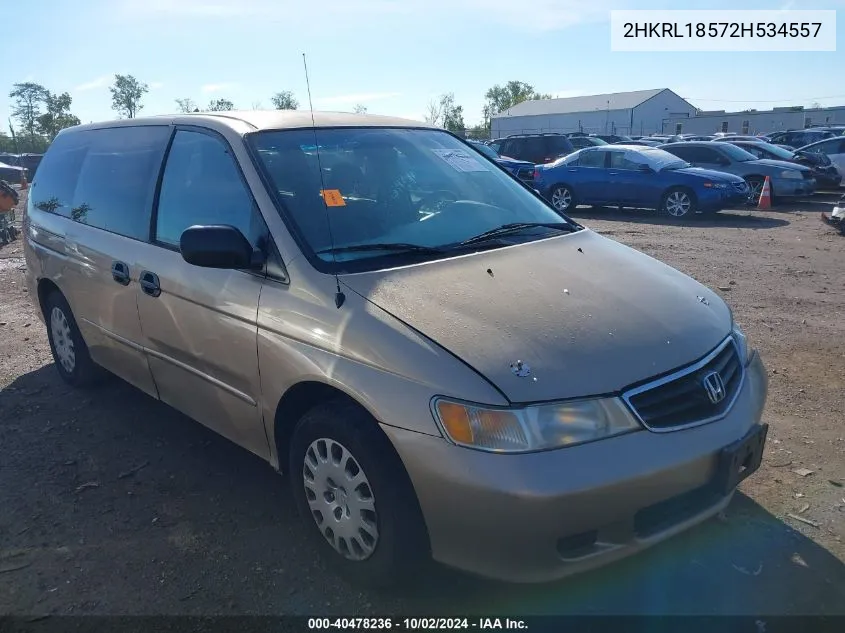 2002 Honda Odyssey Lx VIN: 2HKRL18572H534557 Lot: 40478236