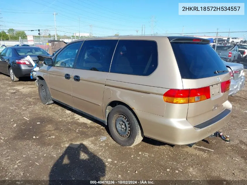 2002 Honda Odyssey Lx VIN: 2HKRL18572H534557 Lot: 40478236