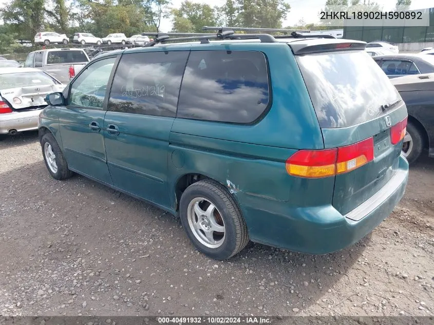 2HKRL18902H590892 2002 Honda Odyssey Ex-L