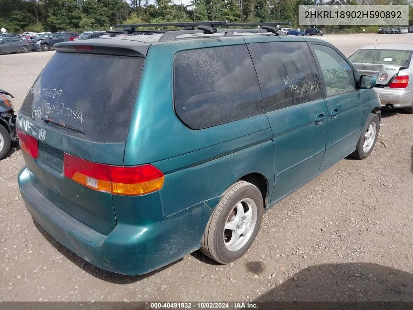 2HKRL18902H590892 2002 Honda Odyssey Ex-L