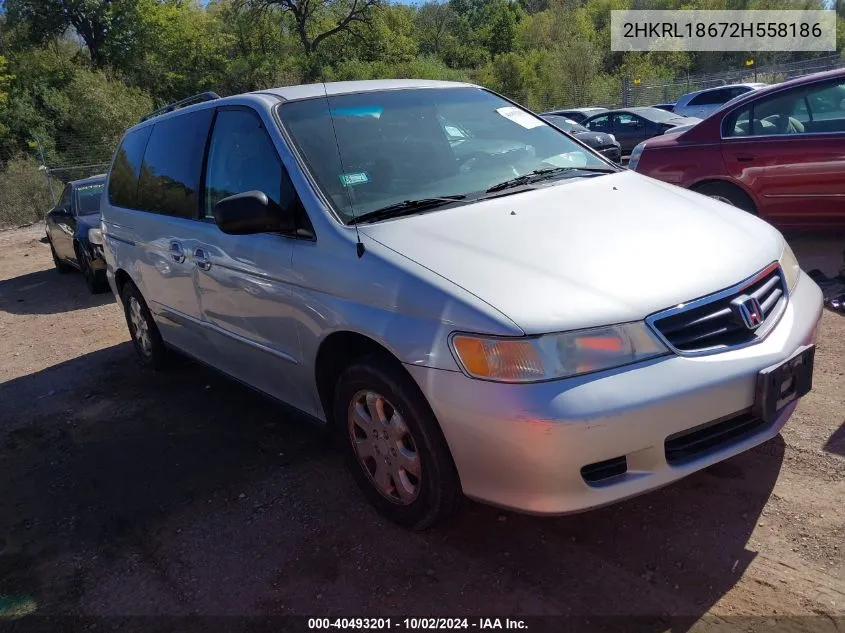 2002 Honda Odyssey Ex VIN: 2HKRL18672H558186 Lot: 40493201