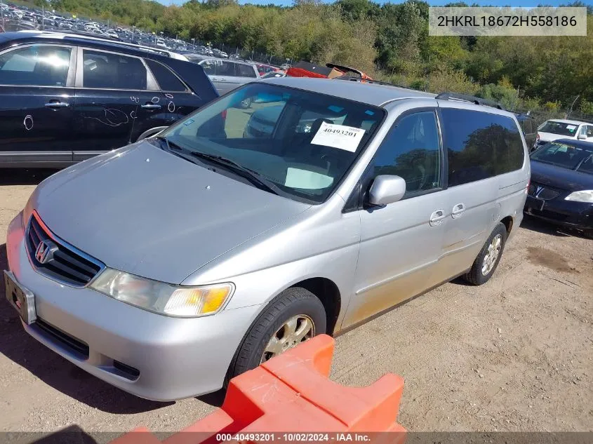 2002 Honda Odyssey Ex VIN: 2HKRL18672H558186 Lot: 40493201