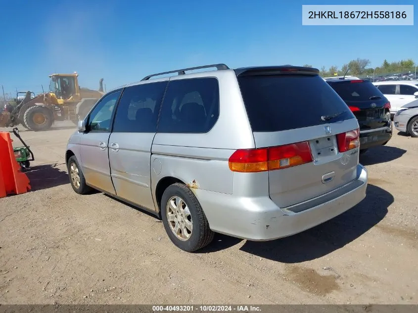 2002 Honda Odyssey Ex VIN: 2HKRL18672H558186 Lot: 40493201