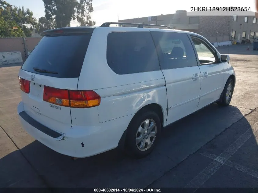 2002 Honda Odyssey Ex-L VIN: 2HKRL18912H523654 Lot: 40502014