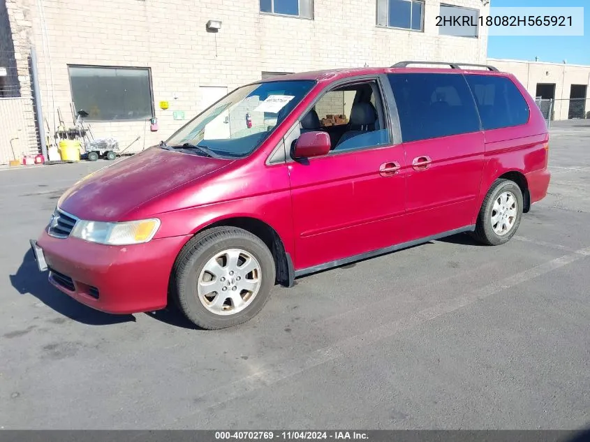 2002 Honda Odyssey Ex-L VIN: 2HKRL18082H565921 Lot: 40702769