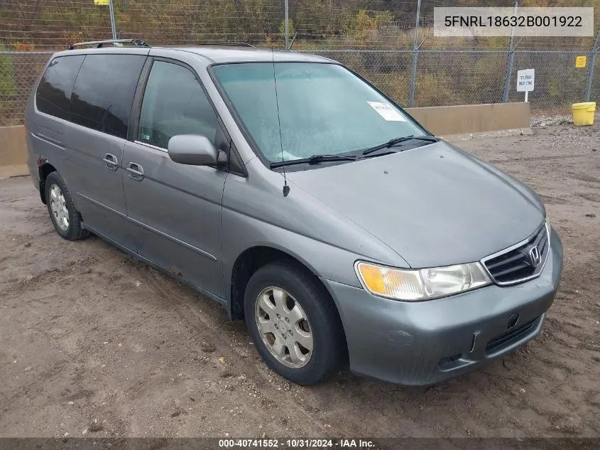 2002 Honda Odyssey Ex VIN: 5FNRL18632B001922 Lot: 40741552