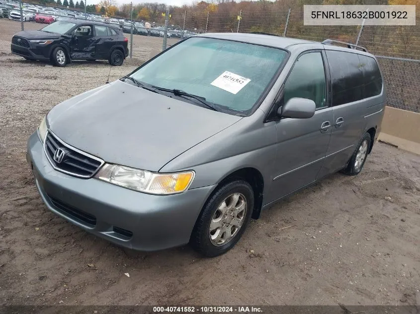 2002 Honda Odyssey Ex VIN: 5FNRL18632B001922 Lot: 40741552