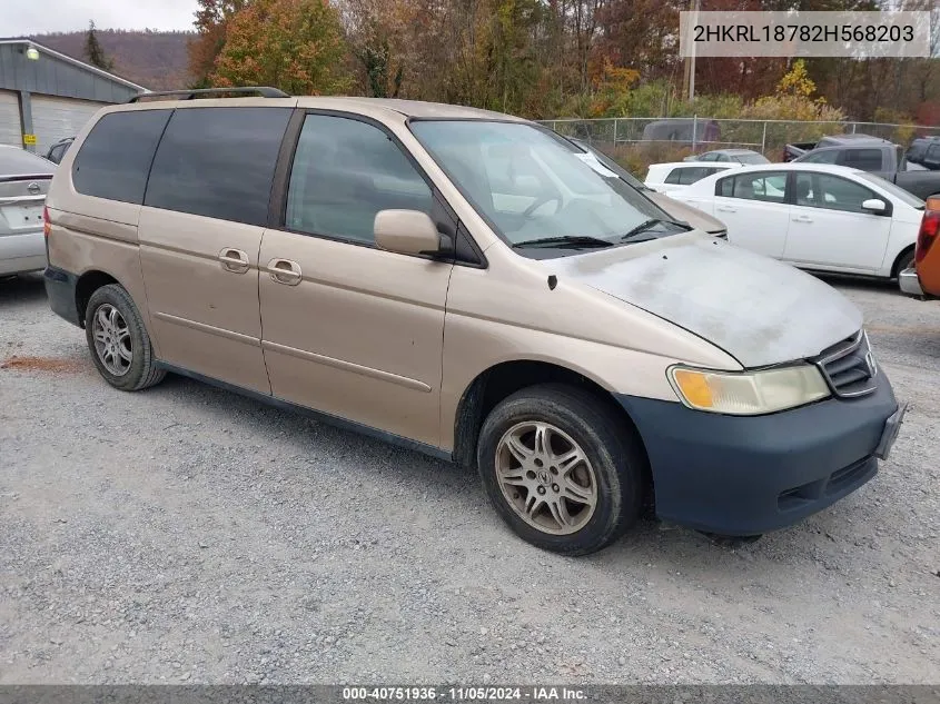 2002 Honda Odyssey Ex-L VIN: 2HKRL18782H568203 Lot: 40751936