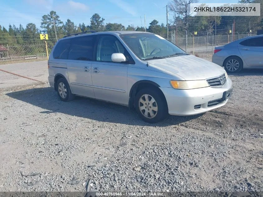 2002 Honda Odyssey Ex VIN: 2HKRL18622H532174 Lot: 40760946