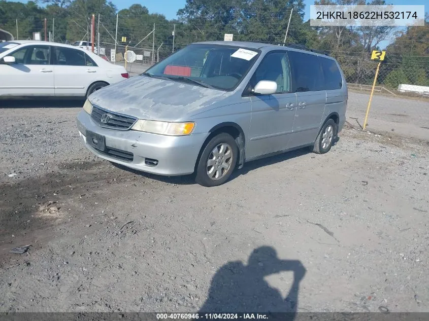 2002 Honda Odyssey Ex VIN: 2HKRL18622H532174 Lot: 40760946