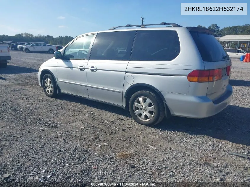 2002 Honda Odyssey Ex VIN: 2HKRL18622H532174 Lot: 40760946