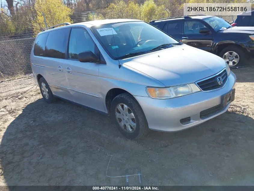 2002 Honda Odyssey Ex VIN: 2HKRL18672H558186 Lot: 40770241