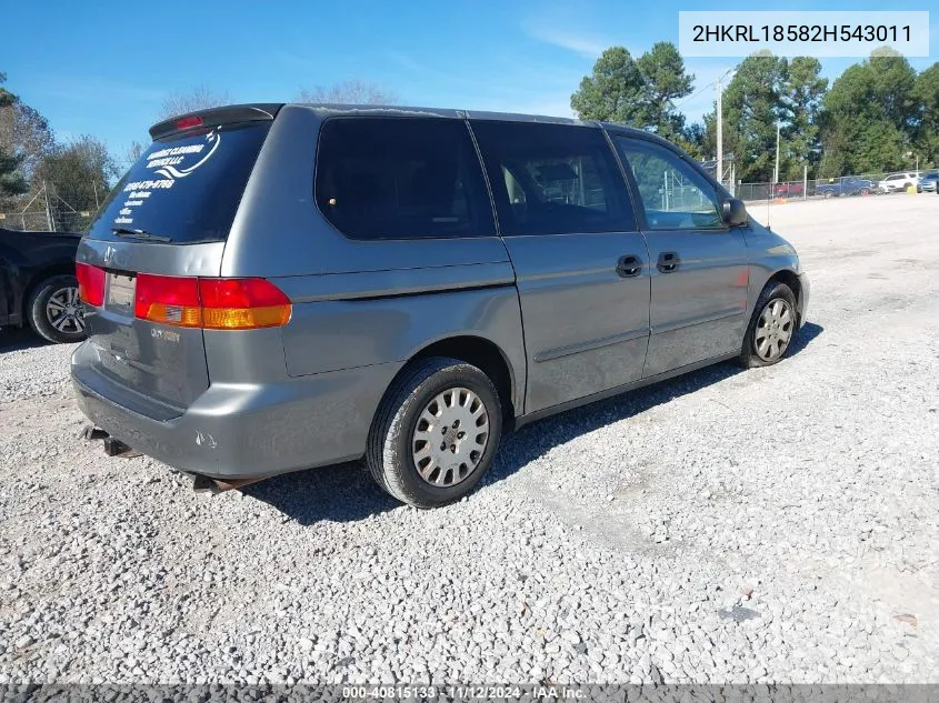 2002 Honda Odyssey Lx VIN: 2HKRL18582H543011 Lot: 40815133