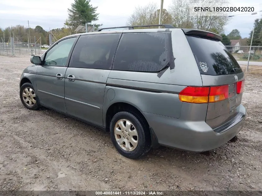 2002 Honda Odyssey Ex-L VIN: 5FNRL18902B042020 Lot: 40851441