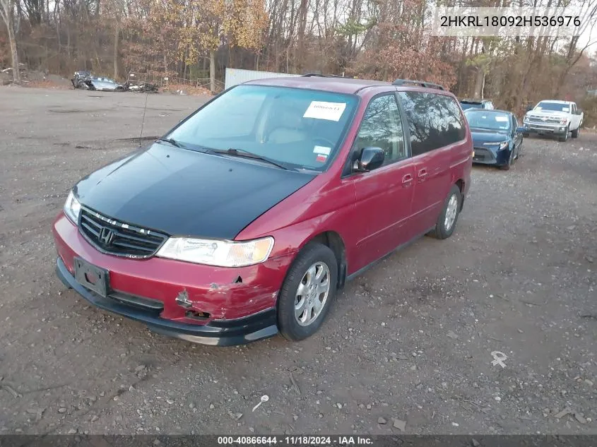 2002 Honda Odyssey Ex-L VIN: 2HKRL18092H536976 Lot: 40866644