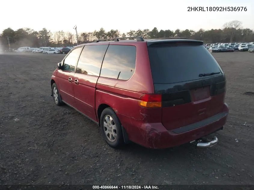 2002 Honda Odyssey Ex-L VIN: 2HKRL18092H536976 Lot: 40866644