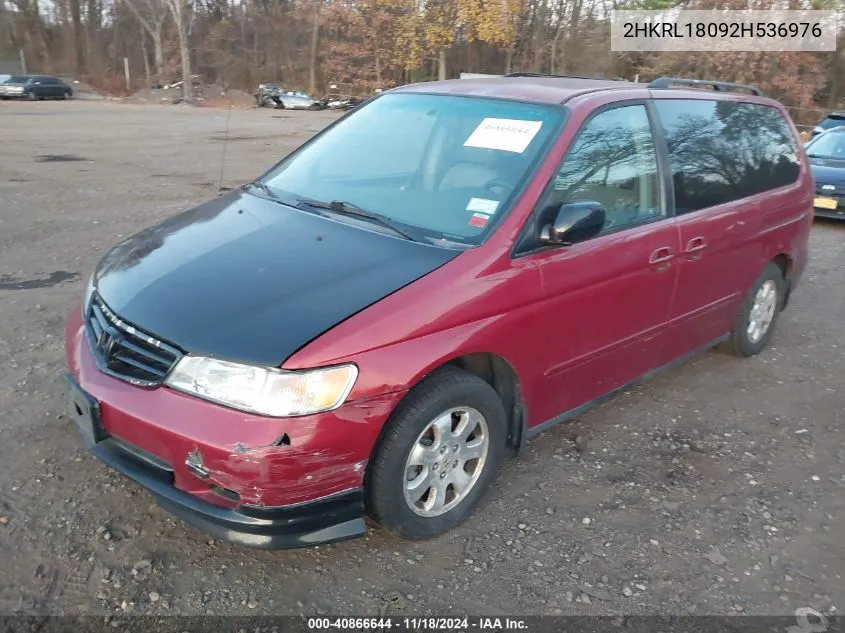 2002 Honda Odyssey Ex-L VIN: 2HKRL18092H536976 Lot: 40866644