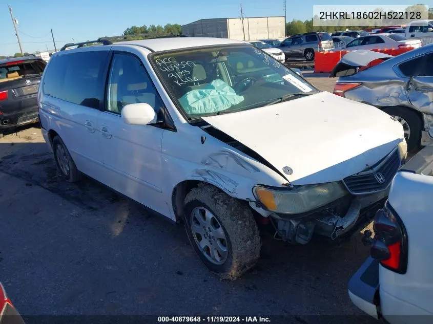 2002 Honda Odyssey Ex VIN: 2HKRL18602H522128 Lot: 40879648