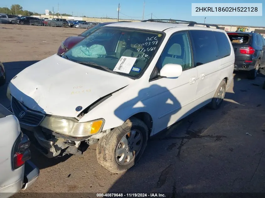 2002 Honda Odyssey Ex VIN: 2HKRL18602H522128 Lot: 40879648