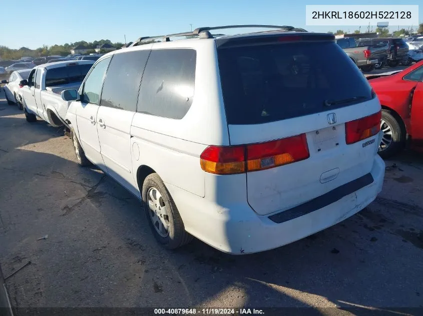 2002 Honda Odyssey Ex VIN: 2HKRL18602H522128 Lot: 40879648